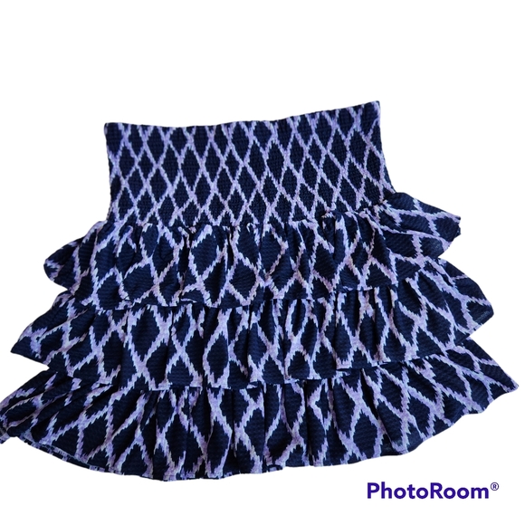 Michael Kors Geometric Print Matching Smock Waist Skirt & Peasant Blouse Set M/L - Picture 4 of 12